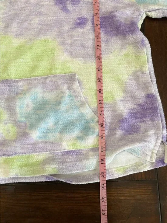 Southern Spirt Pastel Tie Dye Lace Front Pullover Hoodie Top Pocket Medium - Picture 9 of 9